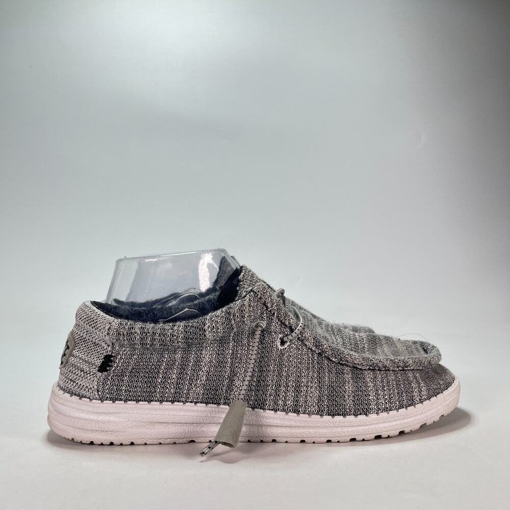 HEYDUDE Wally Stretch Mix Grey Lightweight Low Top Casual Shoes Women's Size 10